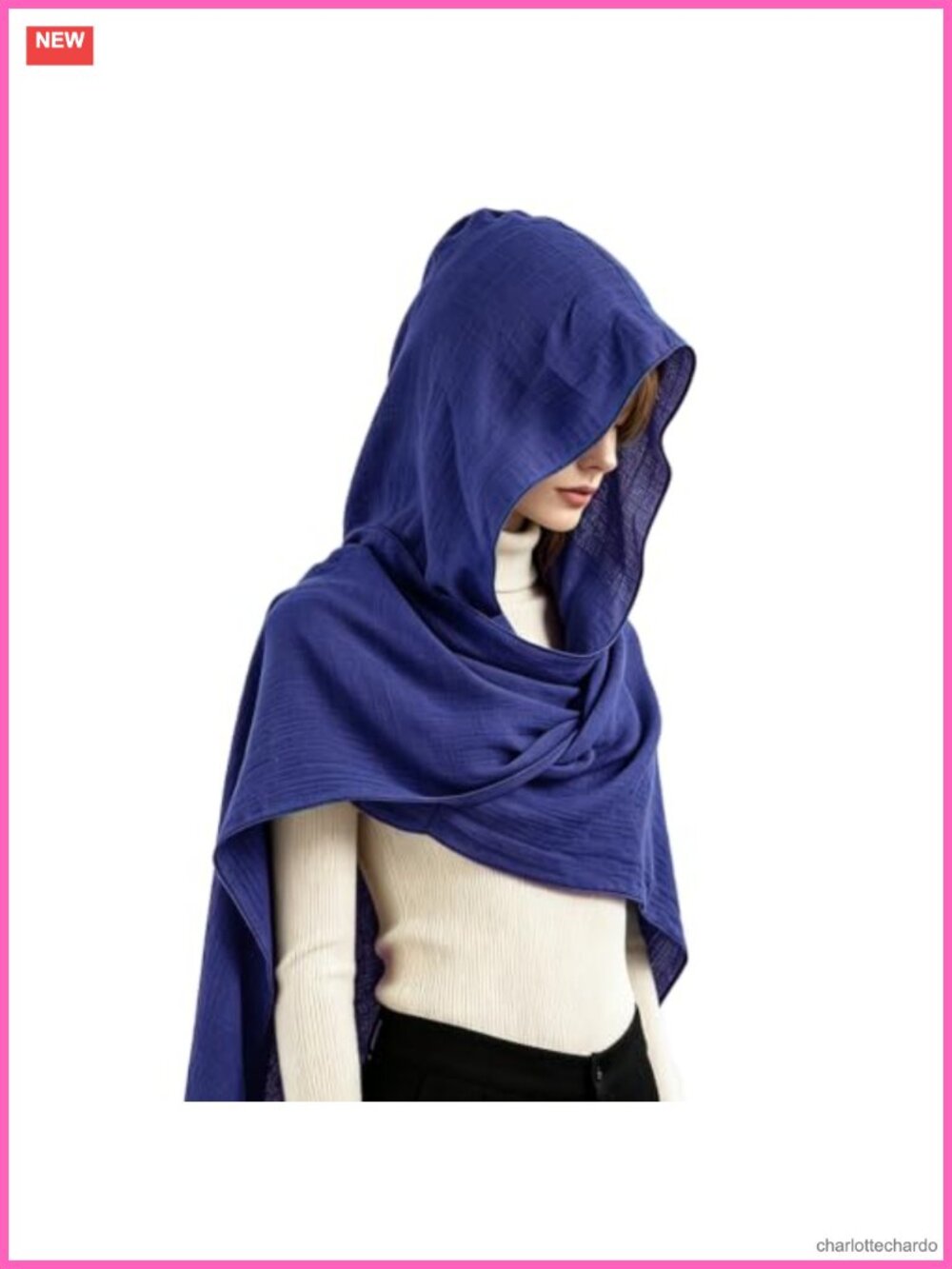 Hooded Cape Scarf Women Men Cotton Linen 3-in-1 Shawl Cosplay